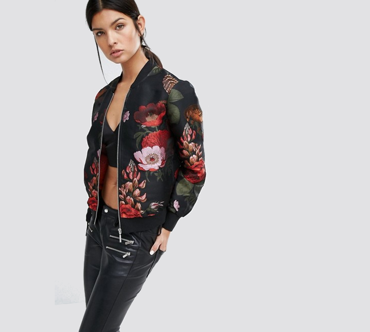 floral bomber jacket for women