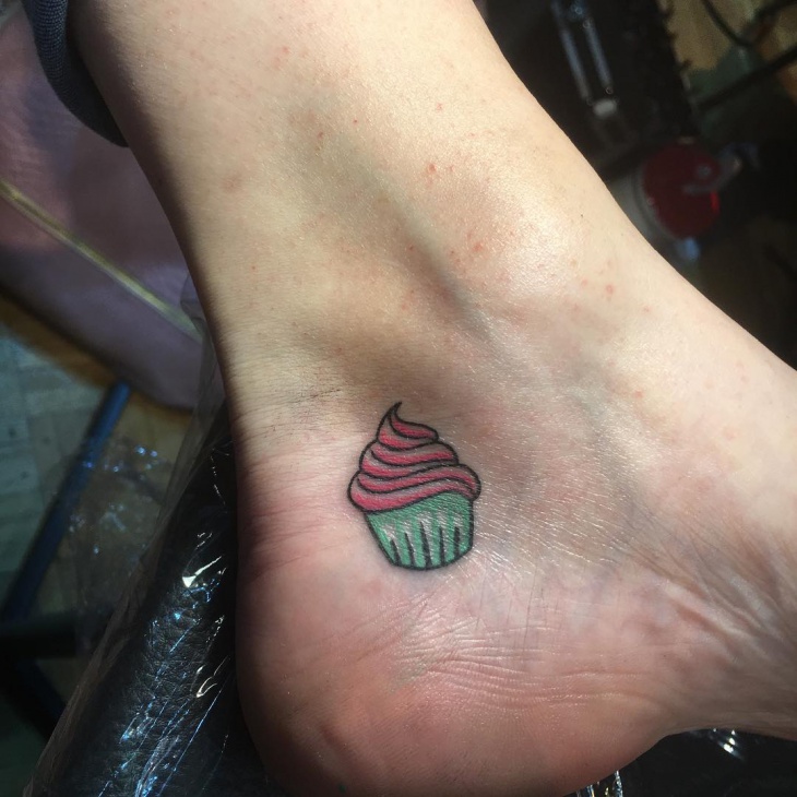cupcake tattoo on ankle