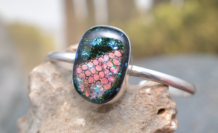 glass galaxy cuff bracelet