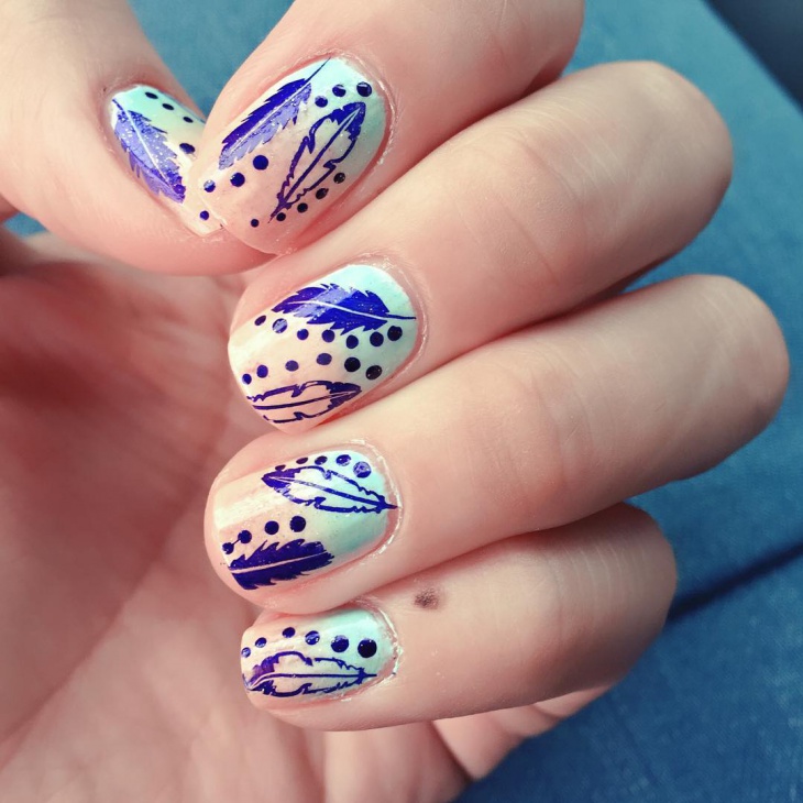 feather nail art for short nails