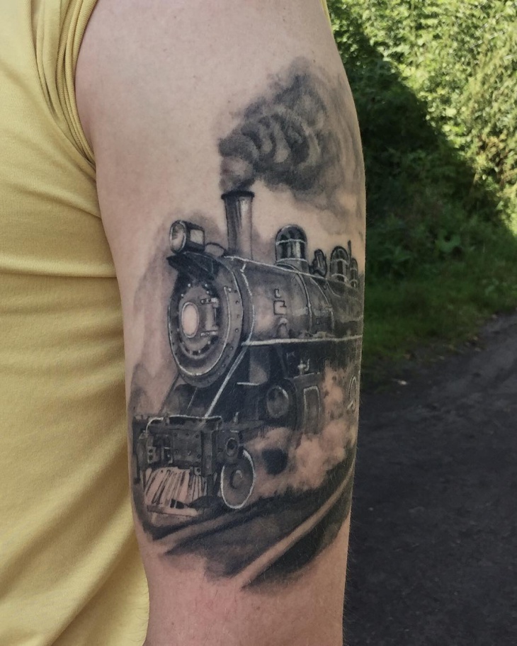 vintage train tattoo design