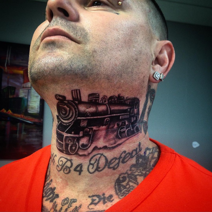 neck train tattoo idea