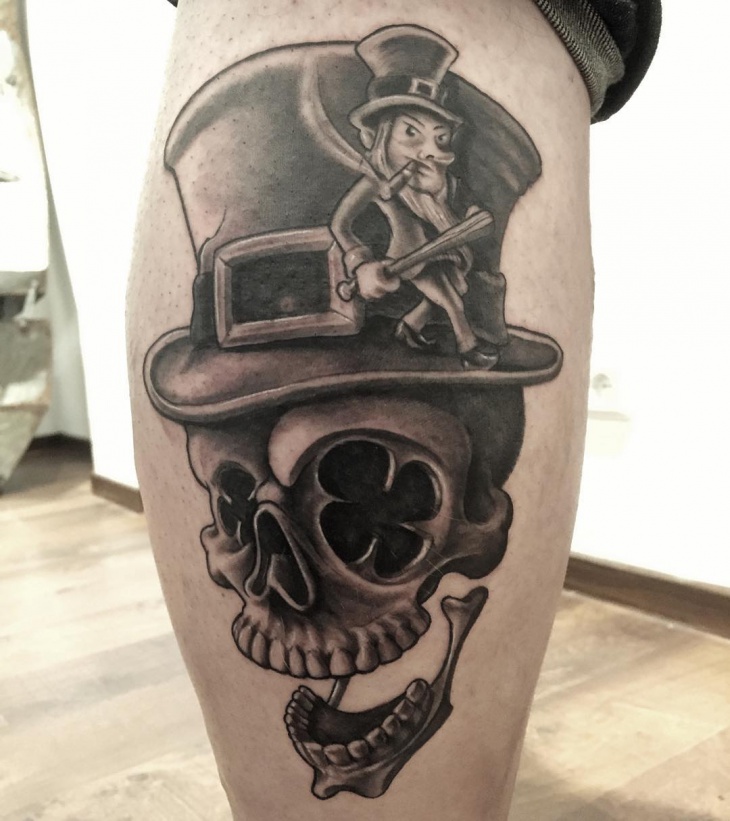 skull leprechaun tattoo