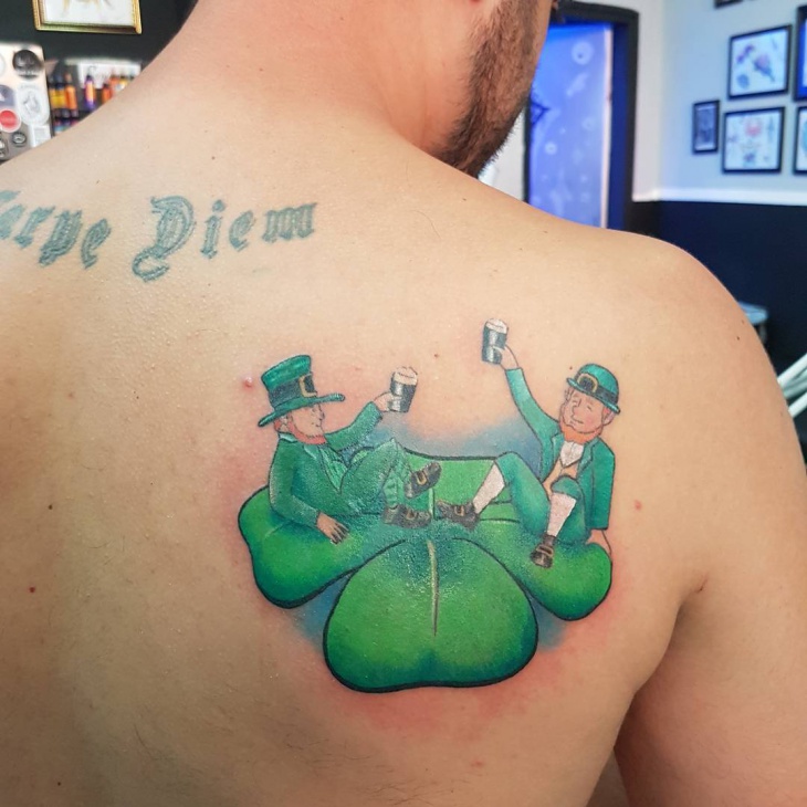 leprechaun back tattoo