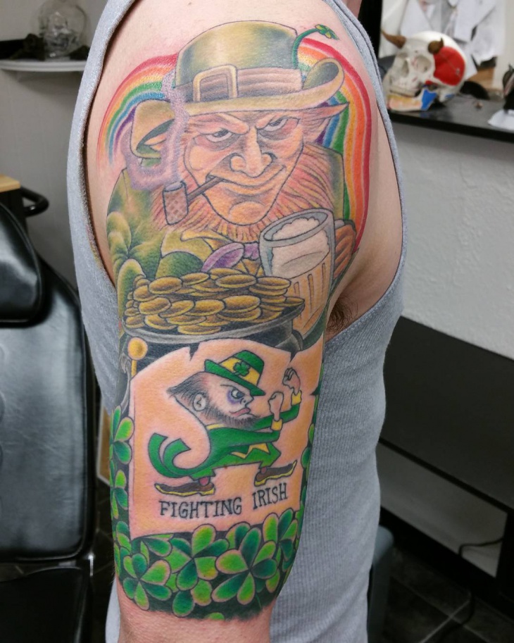 leprechaun sleeve tattoo