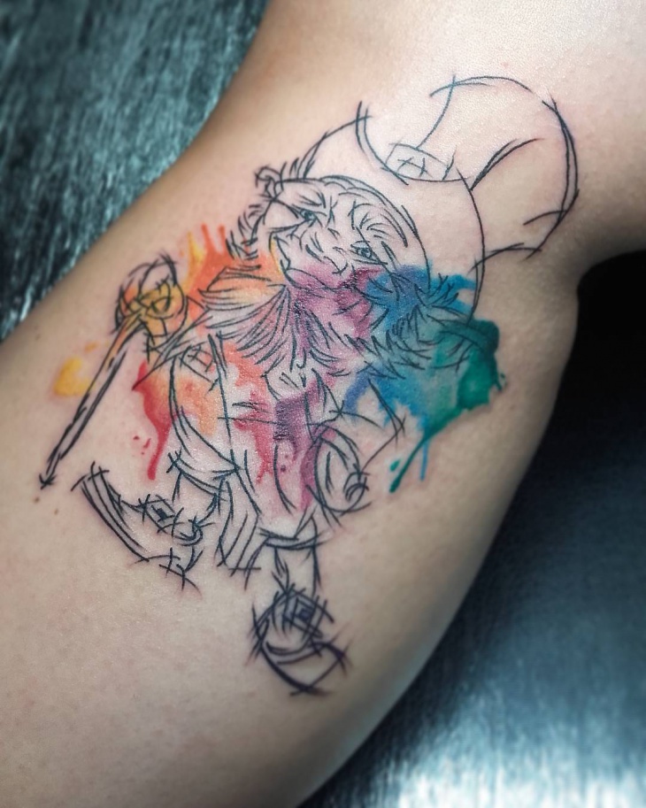 watercolor leprechaun tattoo idea