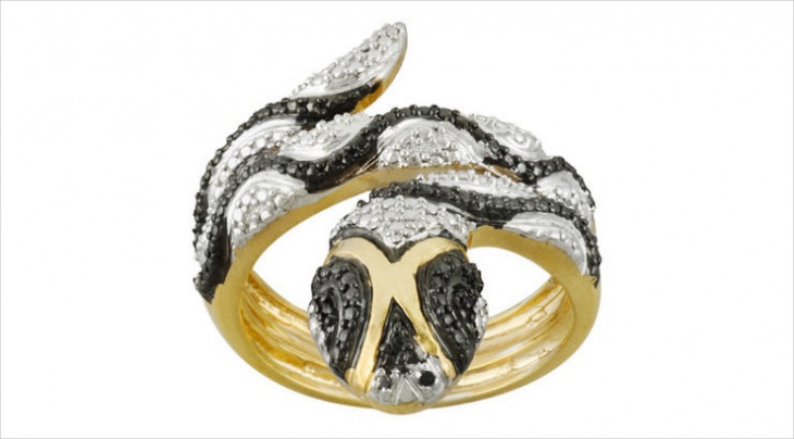 black and white snake ring