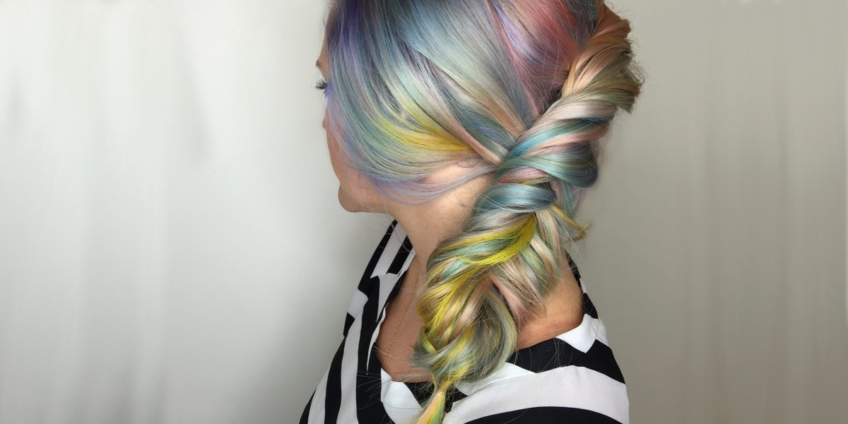 soft rainbow fishtail braid