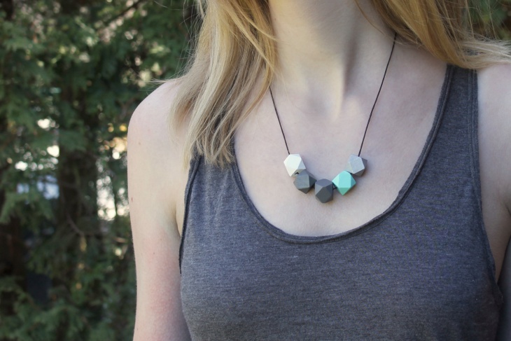 wooden geometric necklace