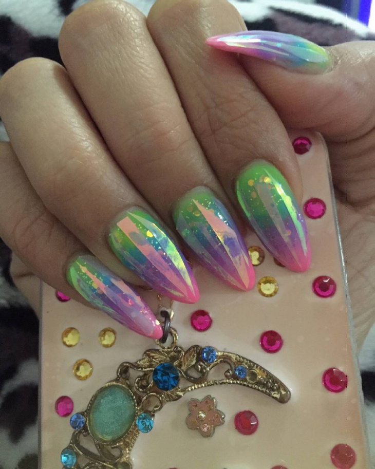 Abstract Rainbow Glass Nails 