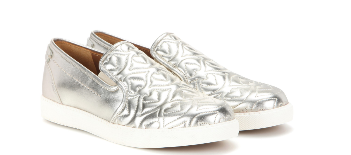 chloé quilted silver sneakers