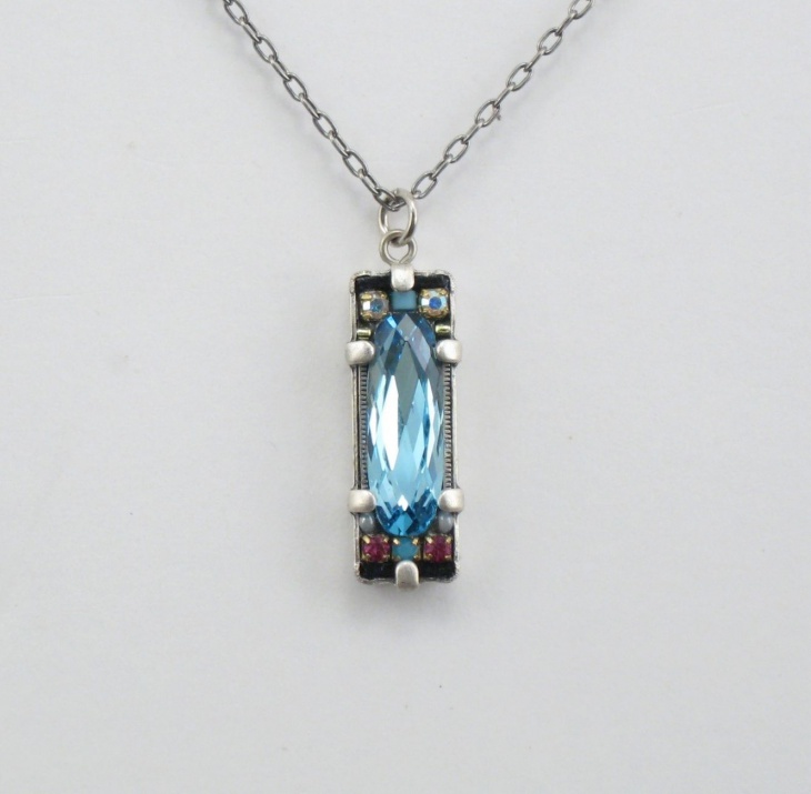 firefly rectangular crystal pendant
