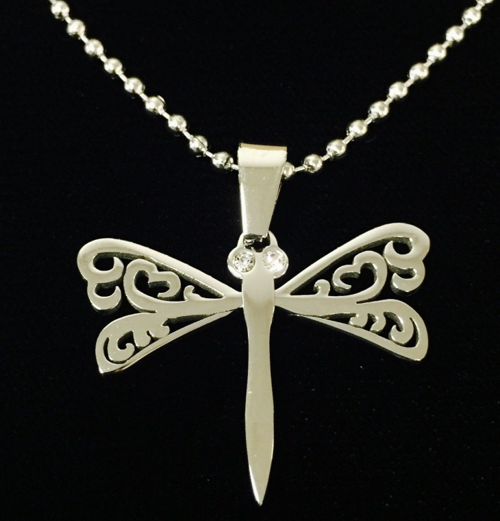 steel dragonfly pendant