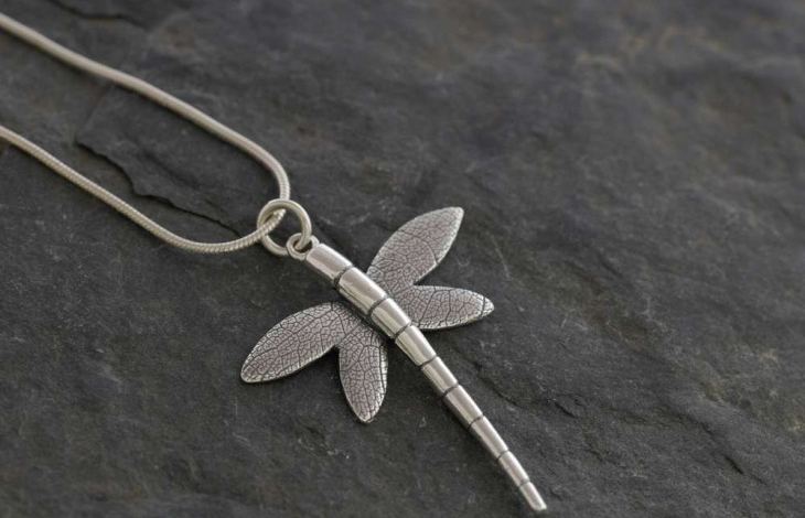 silver large dragonfly pendant