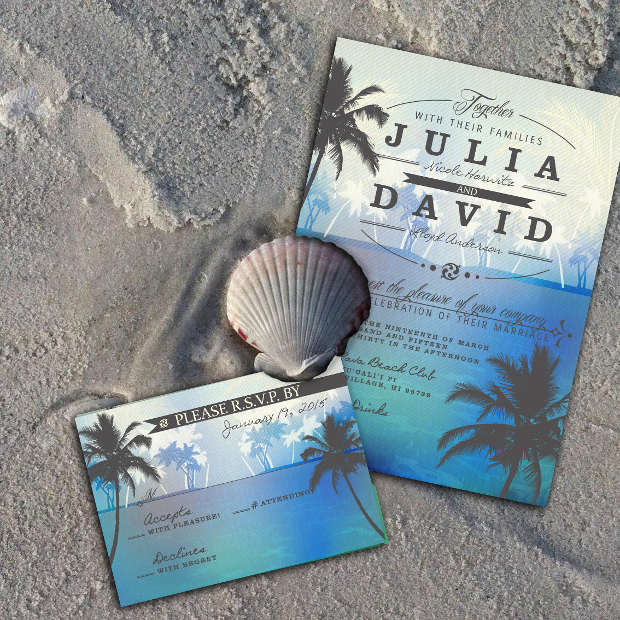 beach wedding invitation design