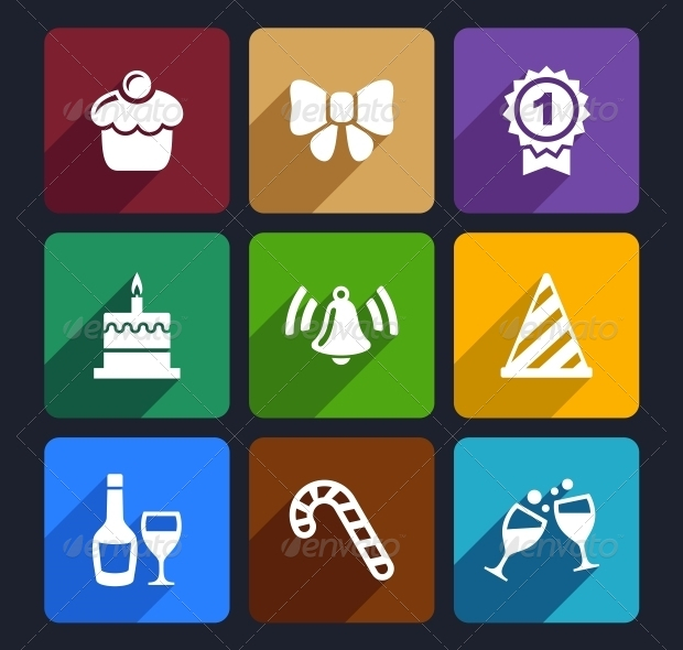 party and celebration icons set