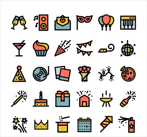colored party icons