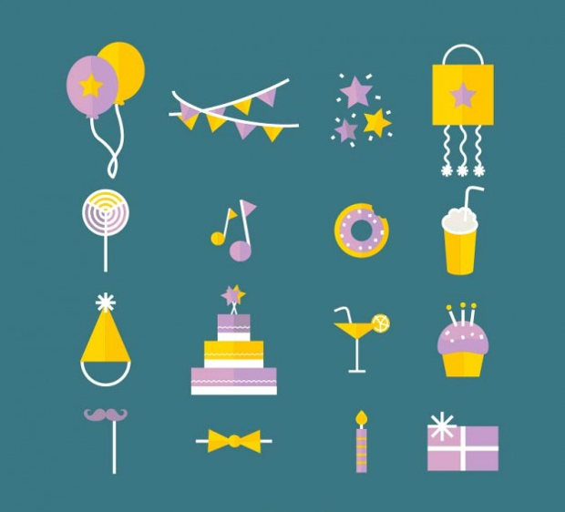 birthday party icons collection
