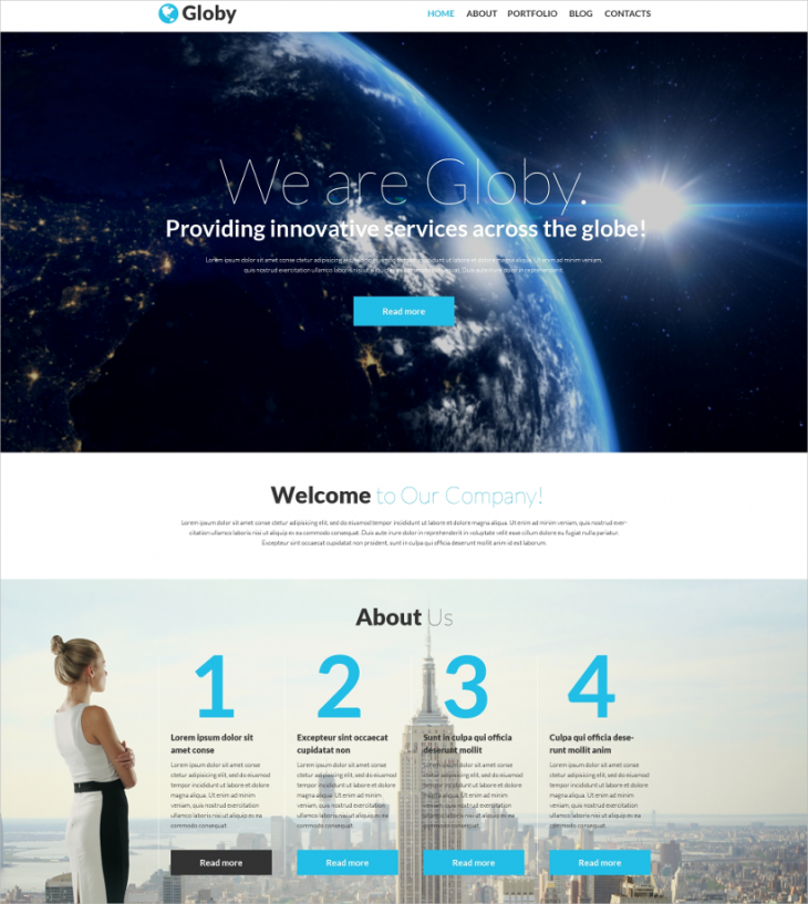 responsive one page wordpress template