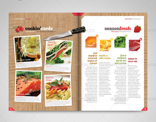 food recipes magazine design