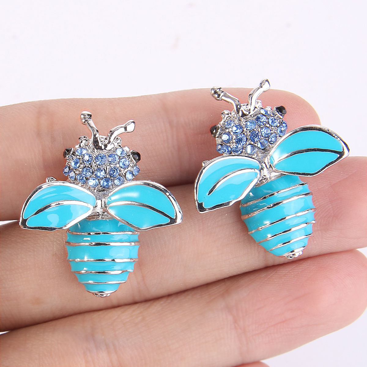 rhinestone insect earrings