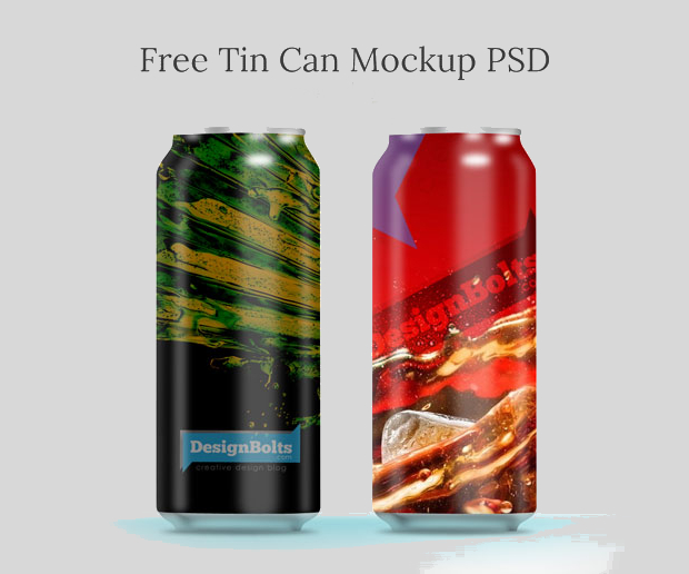 free juice and tin can mockup