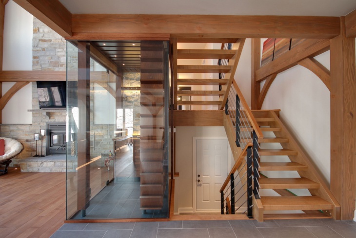 modern wooden staircase idea