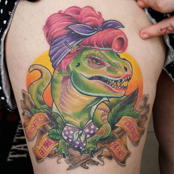 traditional dinosaur tattoo