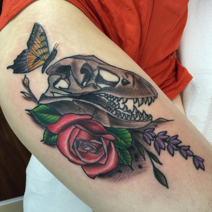 dinosaur skeleton tattoo