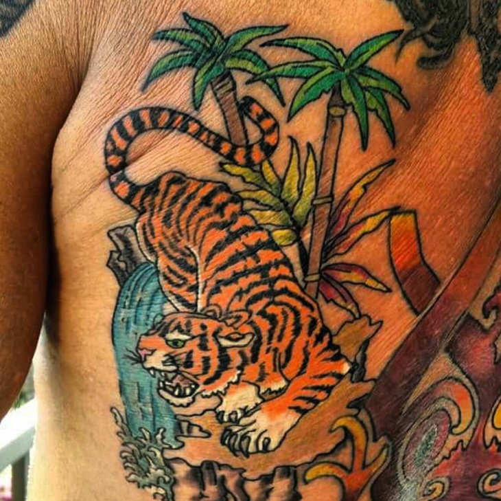 Tiger Waterfall Tattoo Design