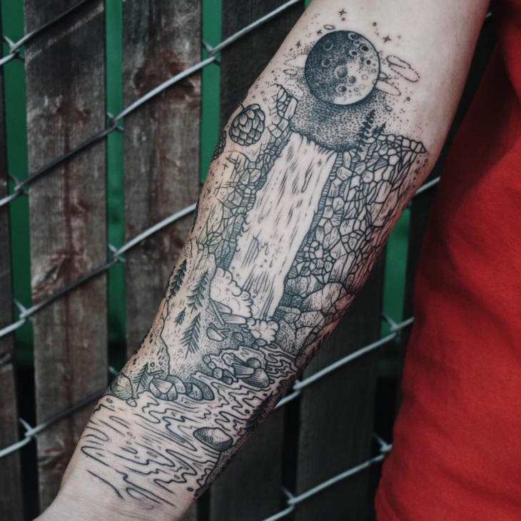 Waterfall Arm Tattoo