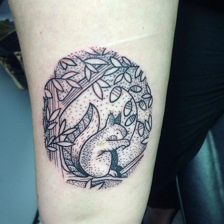 black and gray squirrel tattoo