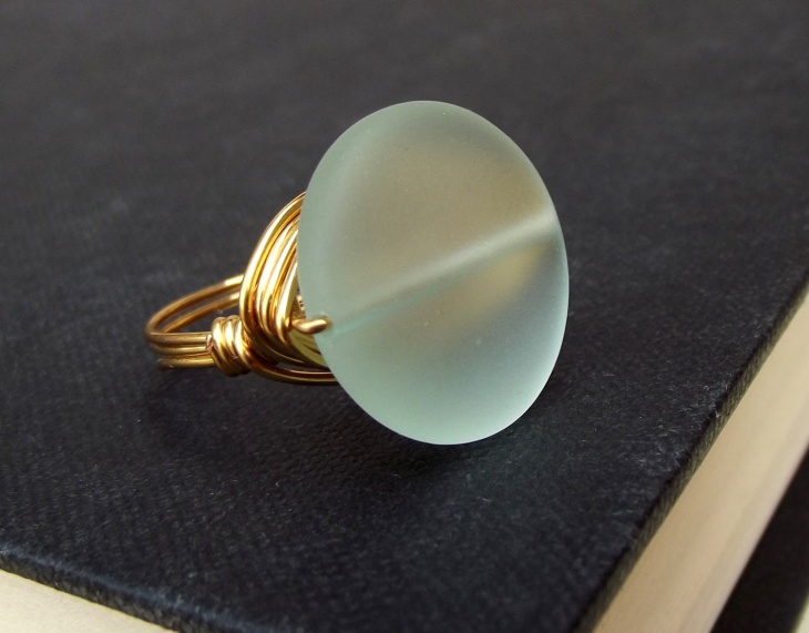 sea glass wire wrap ring