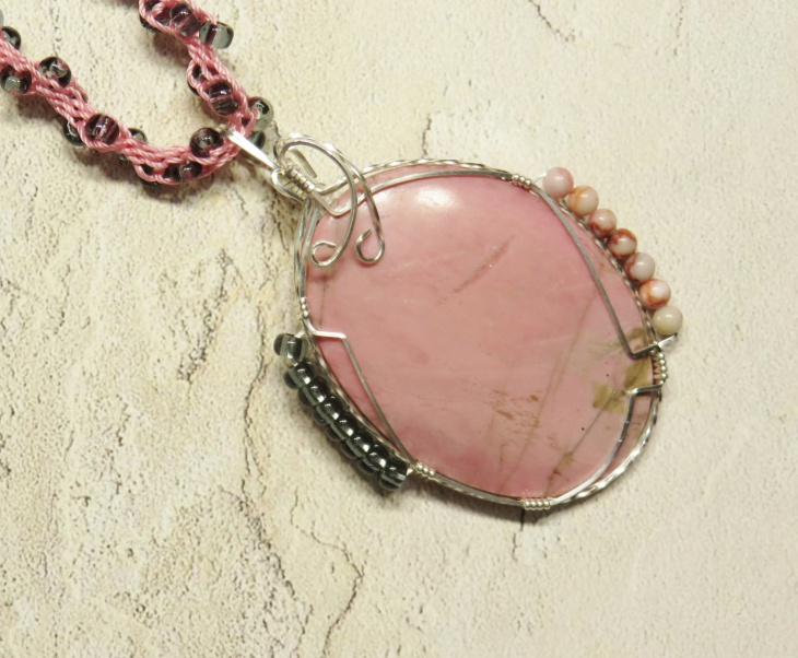 rhodonite wirewrapped necklace