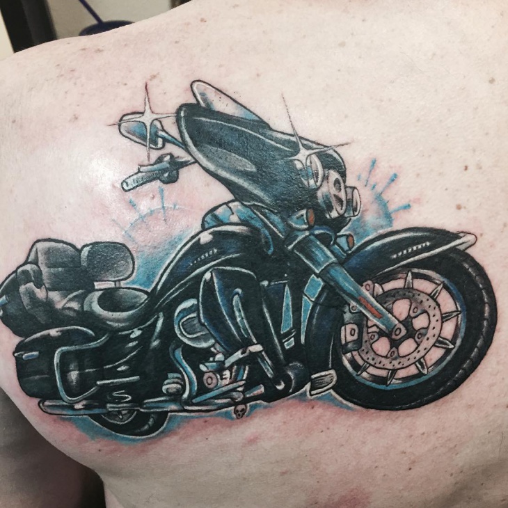 modern motorcycle tattoo design