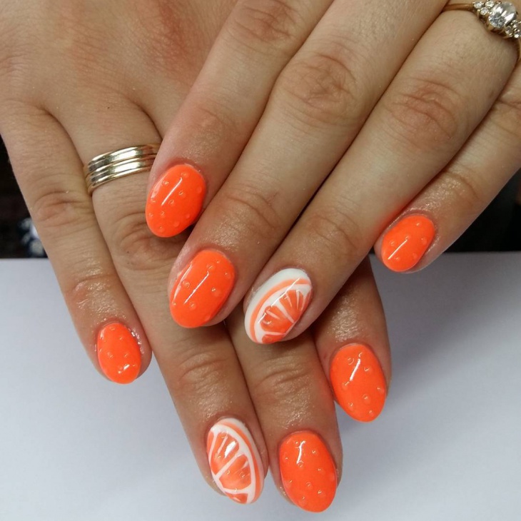orange fruit nail art
