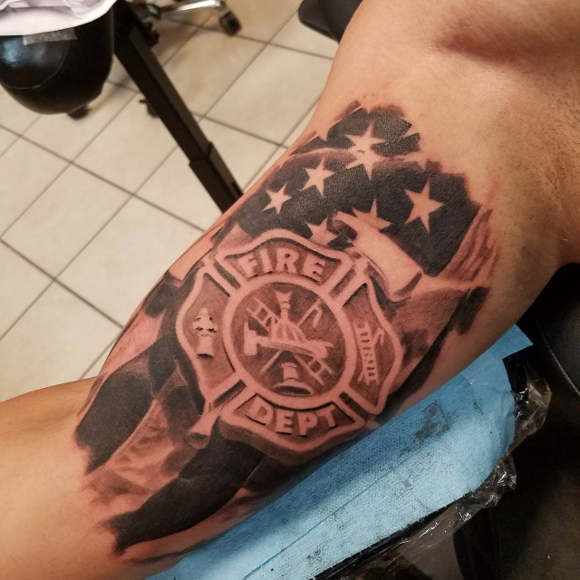 tribal firefighter tattoo idea