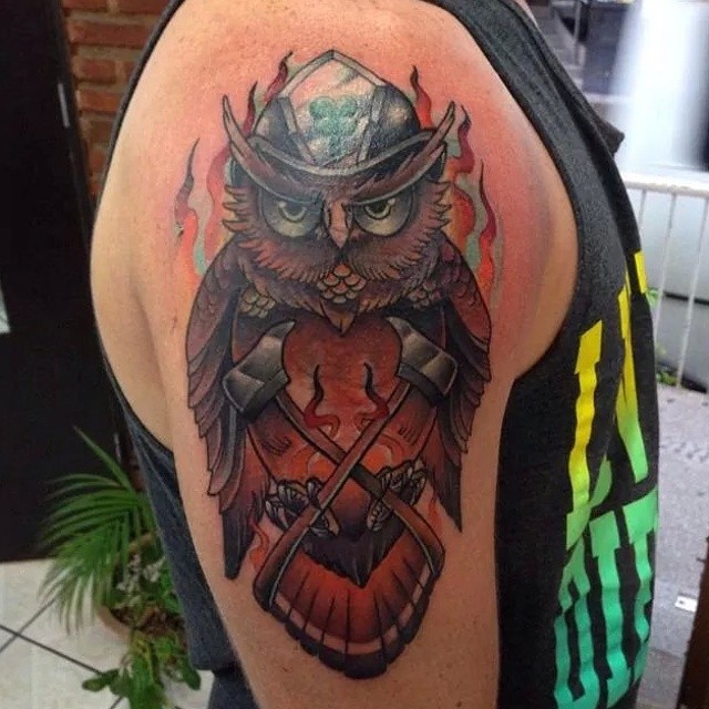 scary owl tattoo design