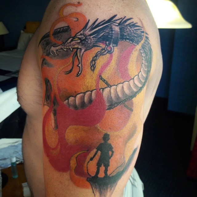 snake with firefighter tattoo