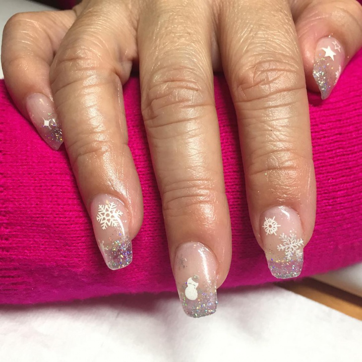winter theme icicle nail manicure