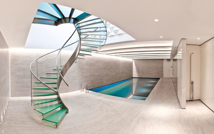 glass curved staircase design