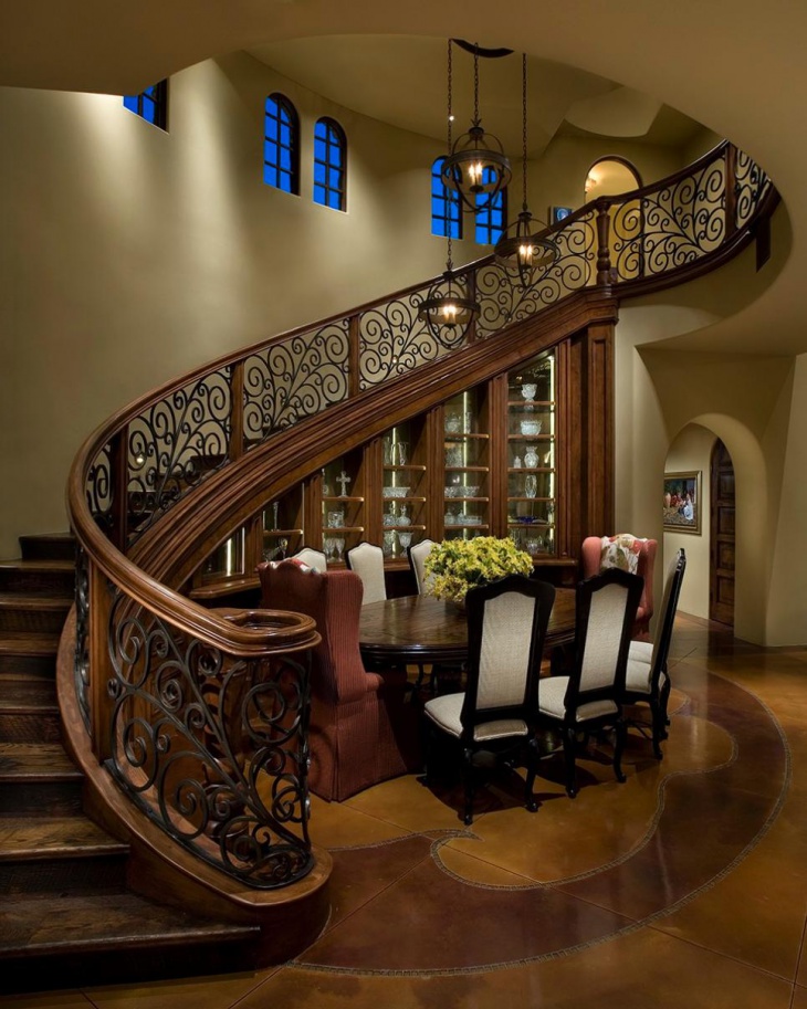 vintage curved staircase