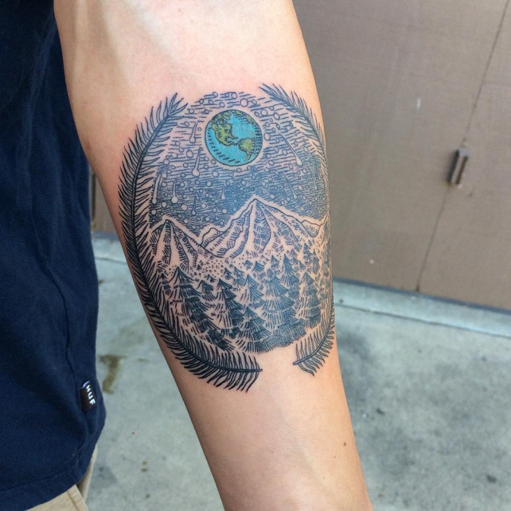 earth arm tattoo