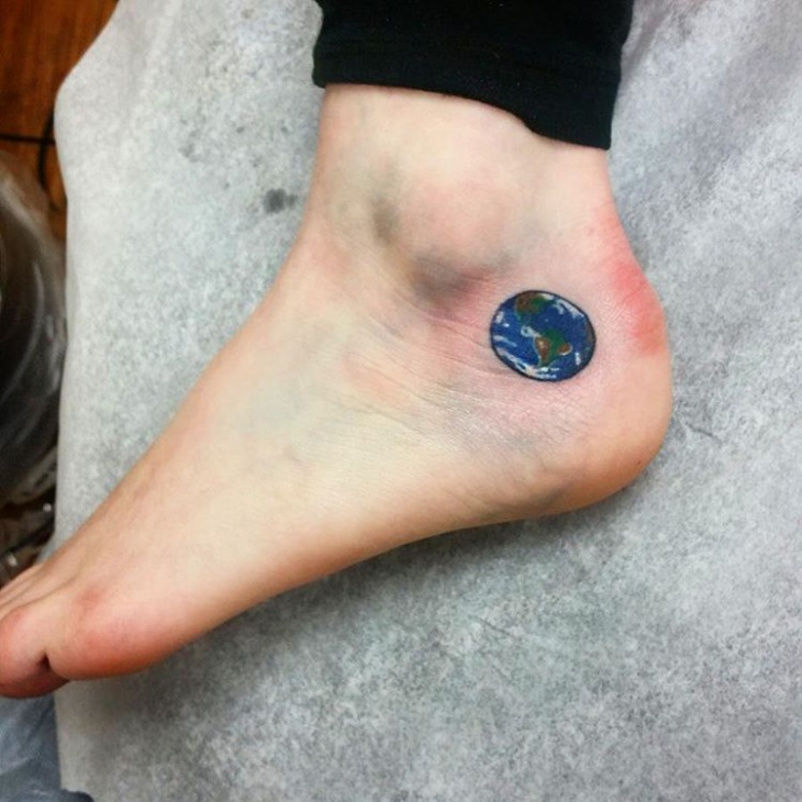 ankle earth tattoo idea