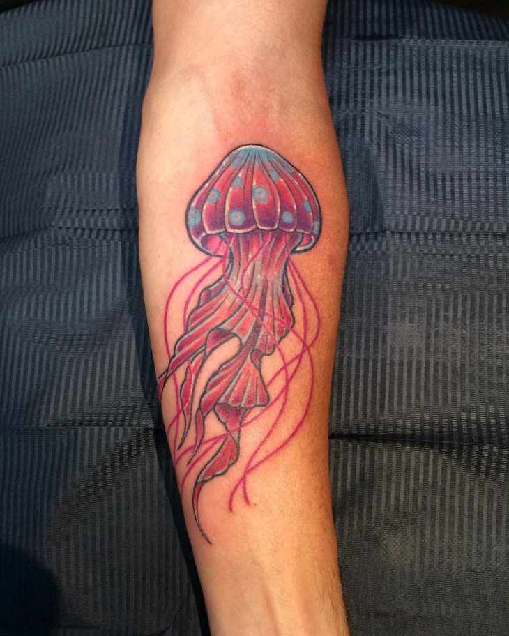 jellyfish tattoo on forearm