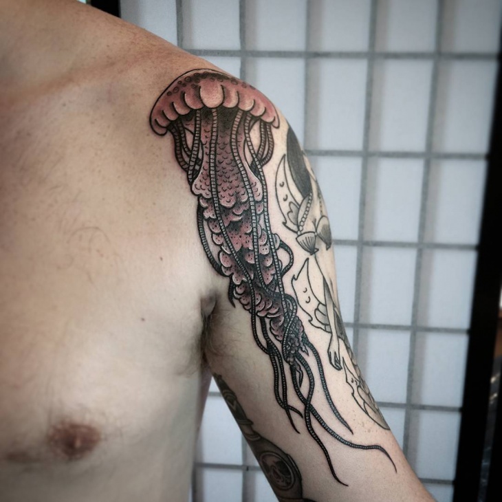 jellyfish shoulder tattoo design