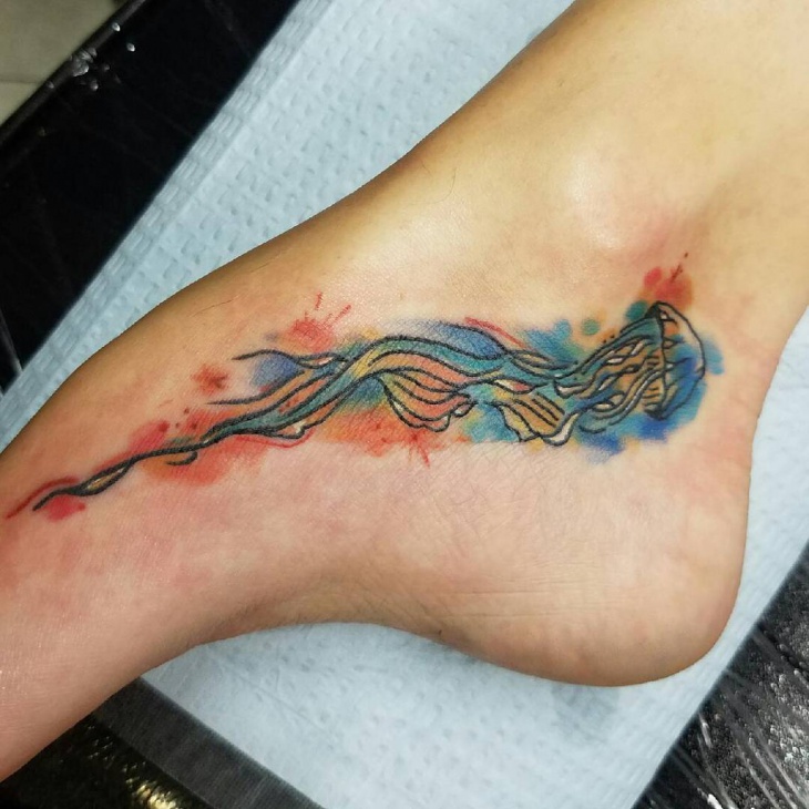 jellyfish ankle tattoo design