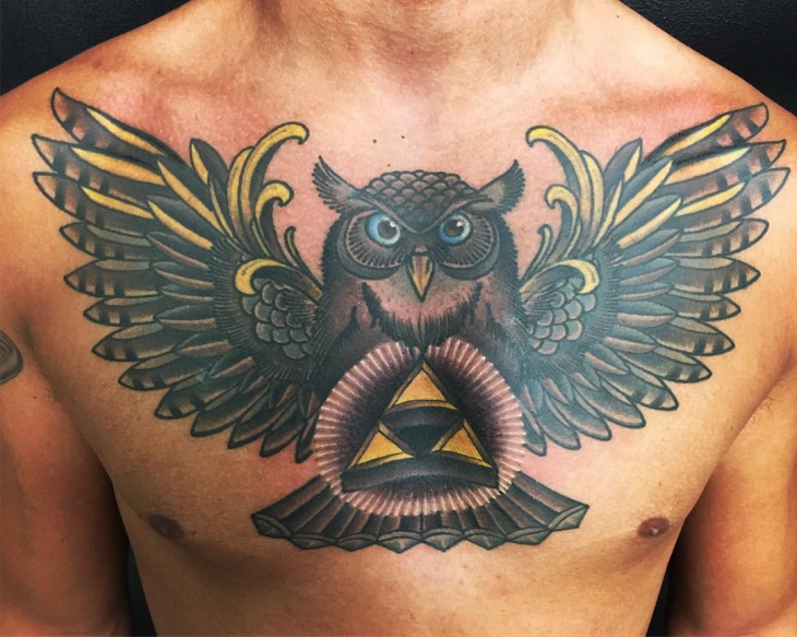 zelda owl tattoo on chest