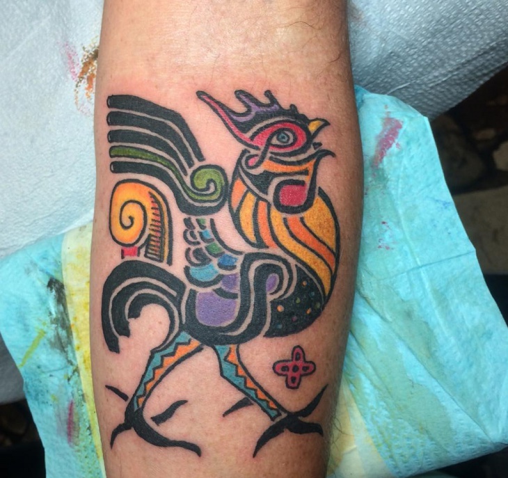 tribal rooster tattoo idea