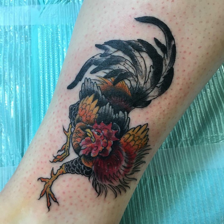 rooster feather tattoo